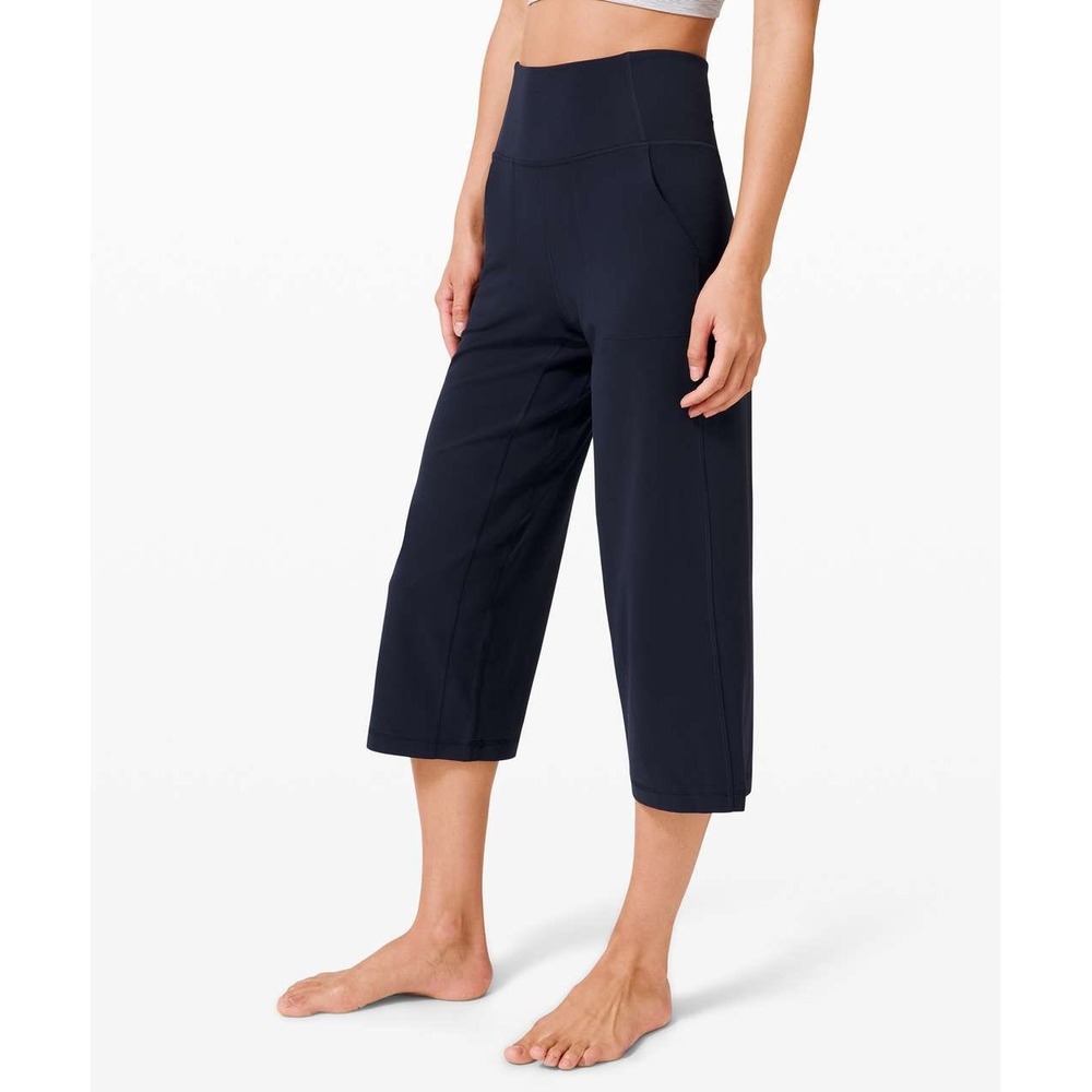 Lululemon Align High-Rise Wide-Leg Crop 23 Navy Blue Nulu Yoga Pants Size 10